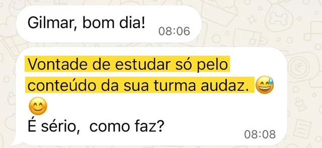 Mensagem de um mentorado sobre o Reta Final