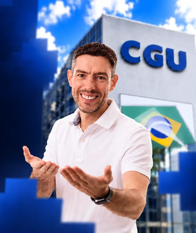 Prof. Gilmar Possati, auditor da CGU, na frente do prédio da CGU